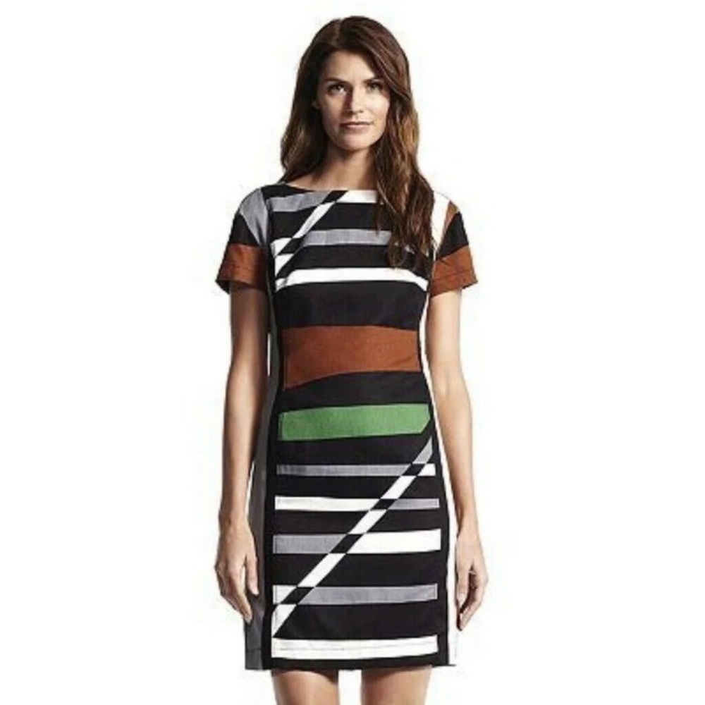 Derek Lam for Design Nation Gray Surf Parrot Linen Cotton Blend Abstract Dress